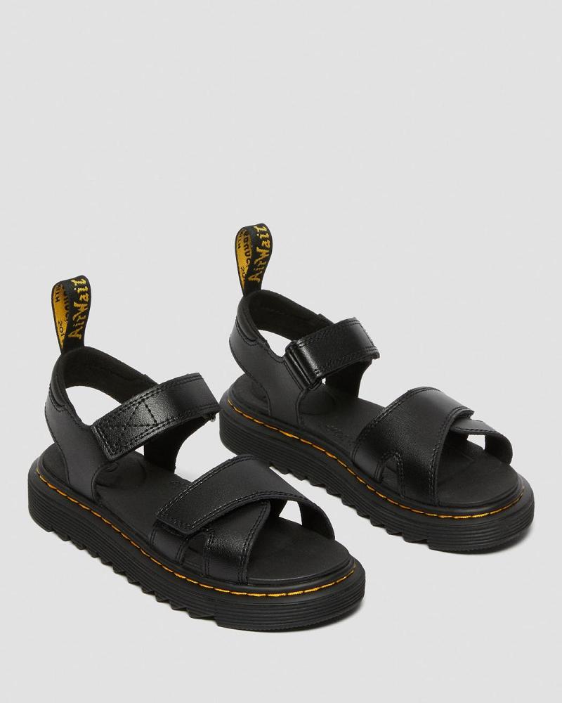 Sandalias Dr Martens Junior Vossie Cuero Niños Negros | MX 102GSO